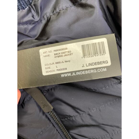NWT J.Lindeberg Mens Beck Knitted Hybrid Jacket, Navy, Large - Picture 5 of 7